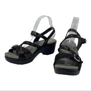 Dansko Sandi Leather Sandals In Iridescent Coffee Swirl Women's Size 40